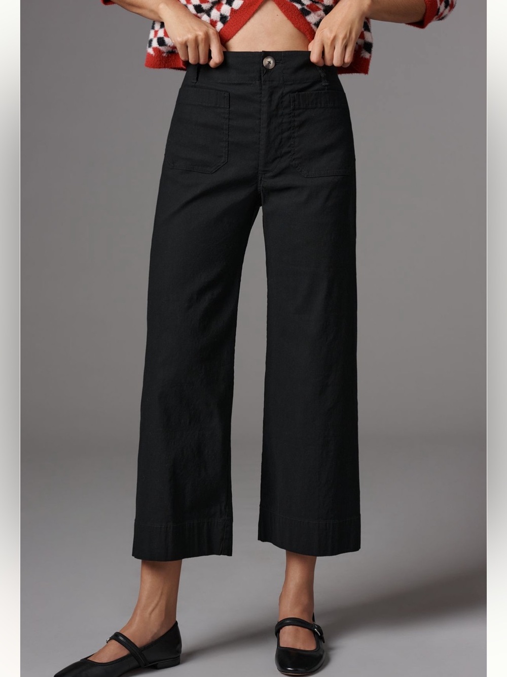 Anthropologie’s Maeve Colette Cropped Wide-Leg High-Rise Pants in Black - Picture 3 of 15